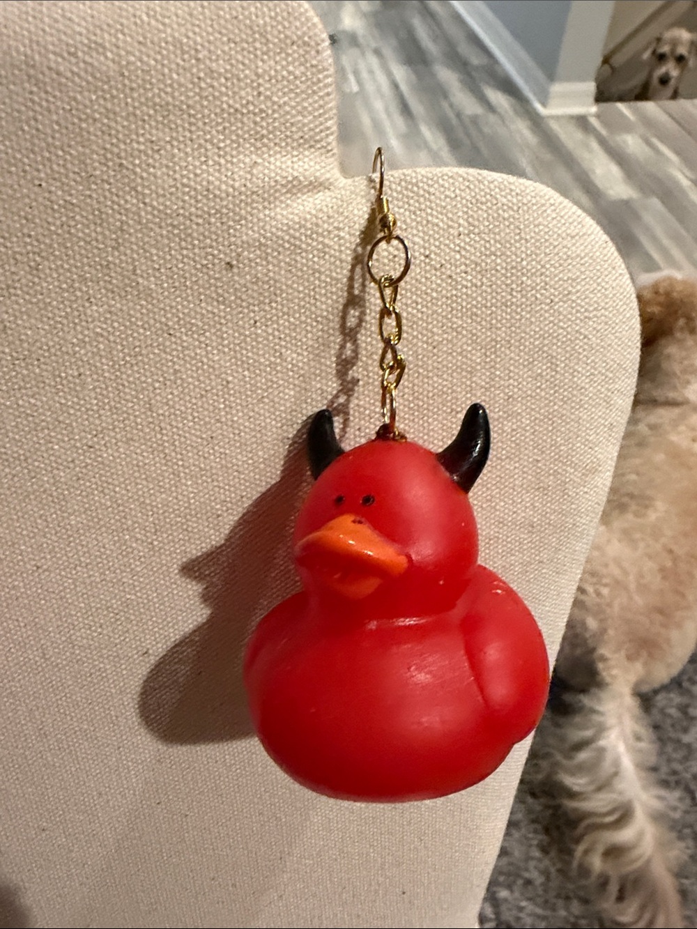 Red Devil Duck Earrings Love these